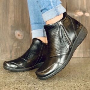 Taos Habit Leather Bootie Zip Up Black Womens 8W New Mexico Walking Comfortable